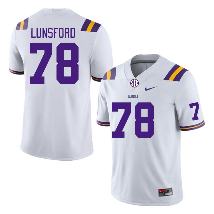 Men #78 Mason Lunsford LSU Tigers College Football Jerseys Stitched Sale-White